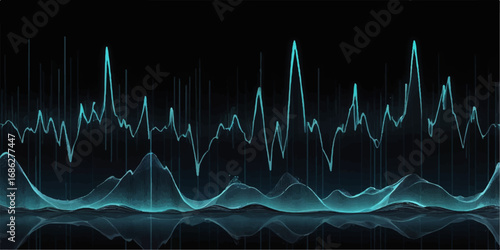 Cardiogram heartbeat on a monitor with a pulsing EKG wave