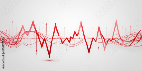 Red cardiogram line on a vibrant red background, a visual representation of a healthy heartbeat