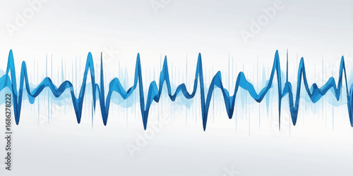 Abstract medical healthcare concept featuring an ECG heartbeat pulse wave on a dark blue background