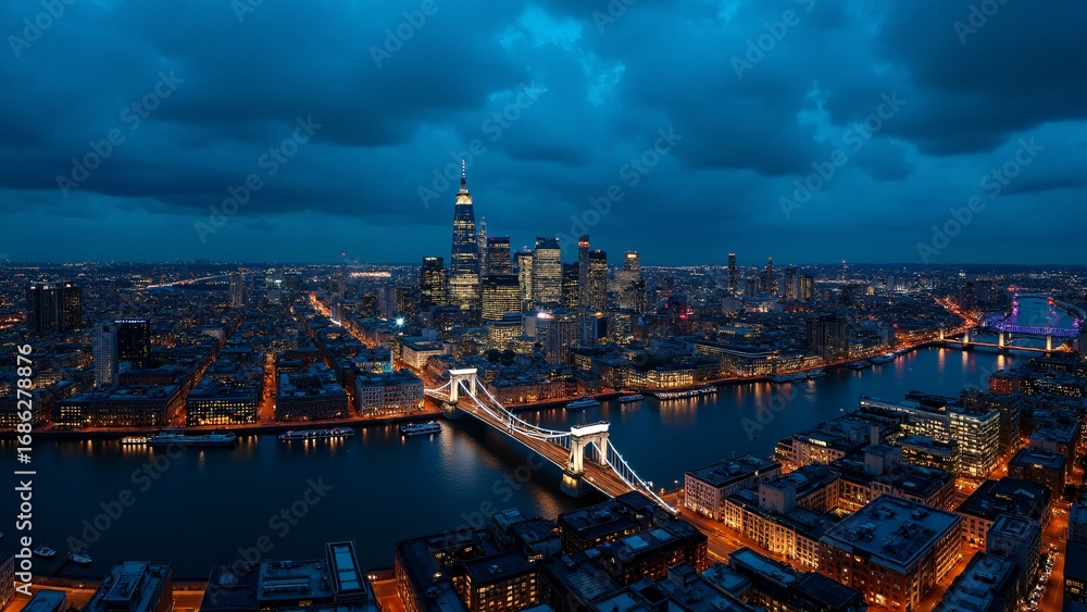Fototapeta premium Budapest Skyline At Night With Chain Bridge