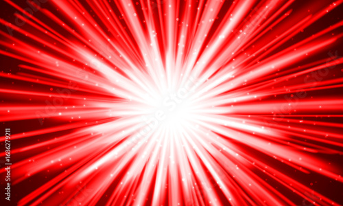 Wallpaper Mural Red light burst explosion with glowing rays and particles. red burst background. Torontodigital.ca