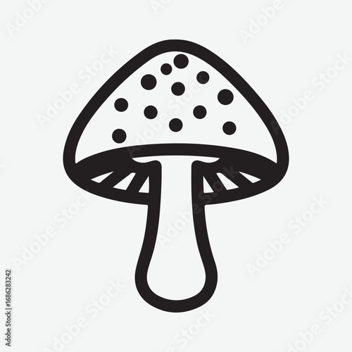 Mushroom Sign Symbol Vintage Graphic Icon Symbol, Mushroom Drawn Minimalist Simple Silhouette Art