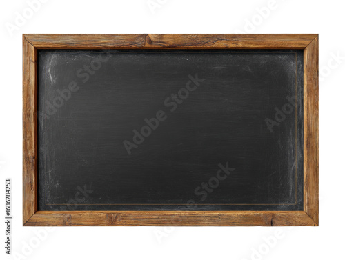 Aged chalkboard with weathered wood frame and copy space, ideal for messages or visual