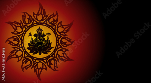A design background combined with the figure of Ganesha