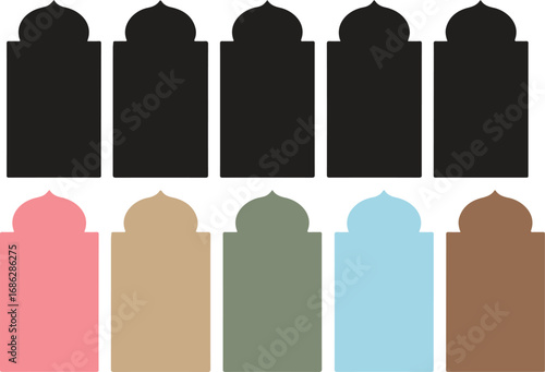 Ten arched shapes arranged in two rows of five each