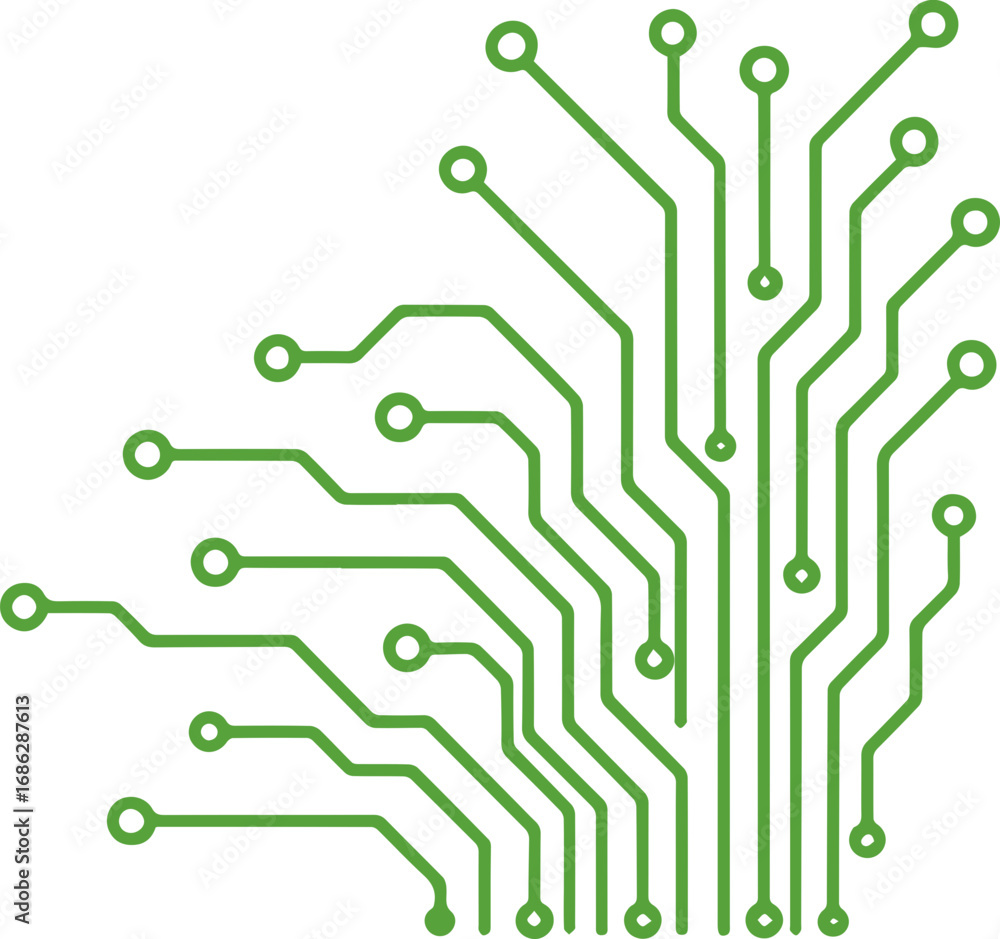 Obraz premium Minimalist Circuit Board Line Icons Vector
