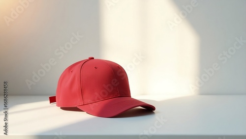 Red baseball cap mockup on a white background.