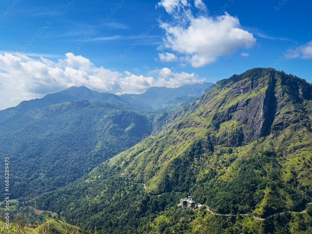 Fototapeta premium Ella, Sri Lanka seen from Little Adam's Peak, on a sunny day morning