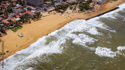Tableau sur toile Aerial view of the Negombo beach on an early morning, beautiful destinations, Sr