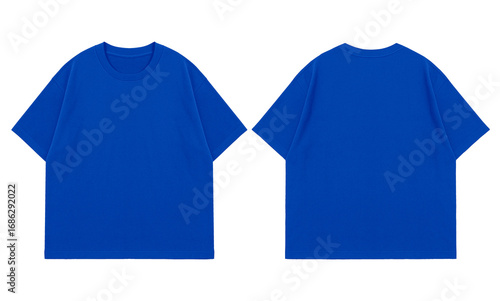oversized Blue t-shirt mockup front and back view washed