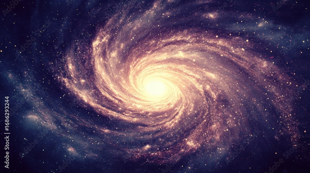 Obraz premium Stunning image of a swirling galaxy with bright center and vibrant stars in deep space illustrating cosmic beauty and universe expansion