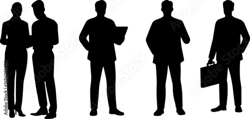 silhouette business officer man posture in black shapes graphic on white background