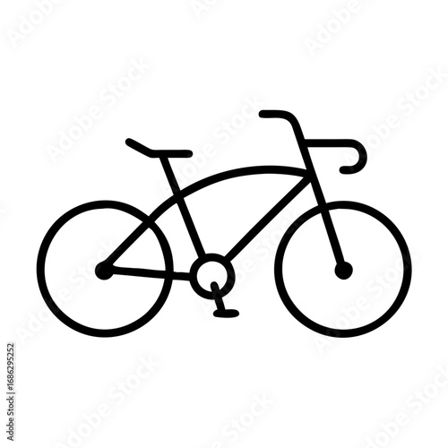 Bike Icon: Simple and minimalist outline of a bicycle, perfect for conveying themes of travel, sport, or eco-friendly transport. 