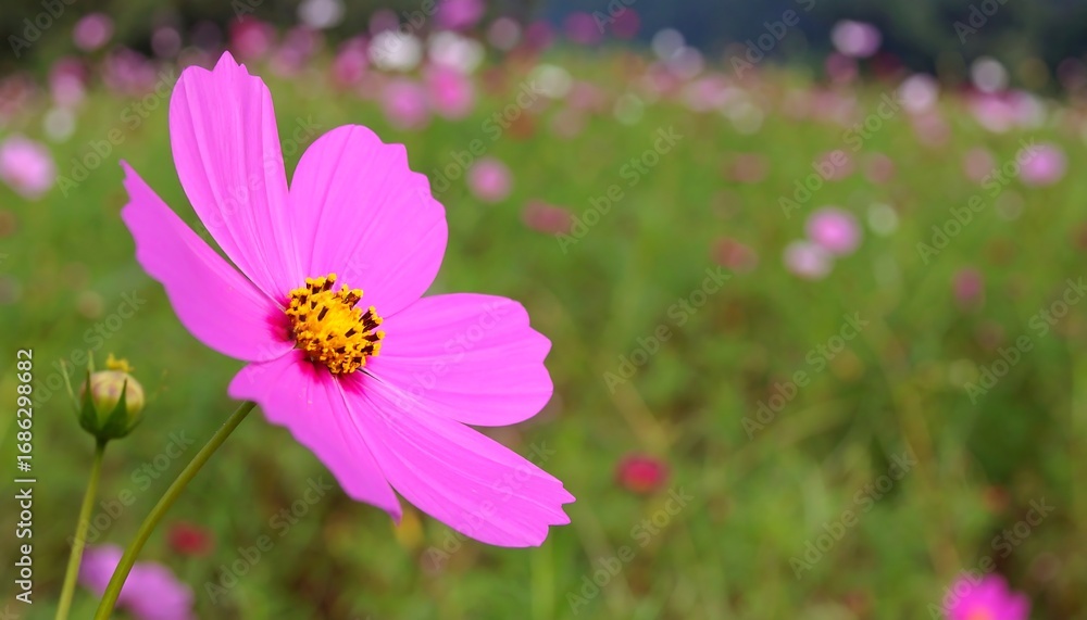 Fototapeta premium Pink cosmos flower in a field