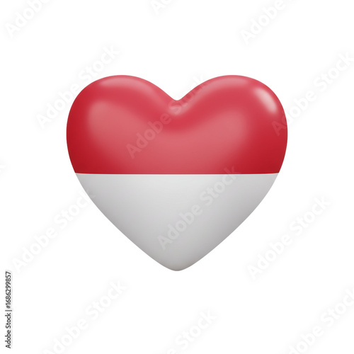 Free Download A glossy heart shape, divided horizontally, features vibrant red above a contrasting neutral tone, symbolizing affection and unity. - GFXLoad