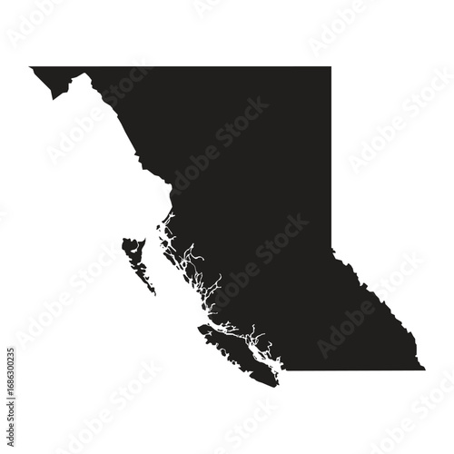 British Columbia Canada Map Silhouette Vector