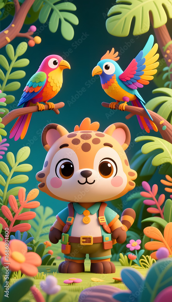 Obraz premium Animal Wildlife Motifs Phone Wallpaper: 3D Character