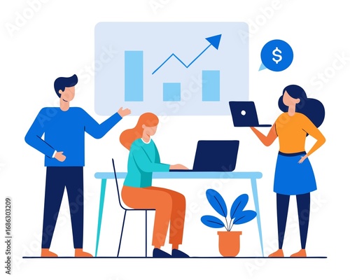 Teamwork and Collaboration Business Professionals Analyzing Data and Working Together on Projects