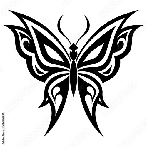 tribal tattoo style butterfly vector illustration