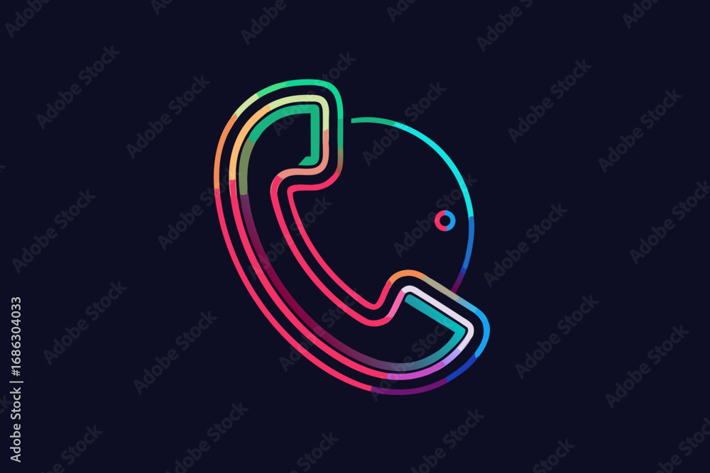 Fototapeta premium Classic telephone glowing neon minimal line modern design icon