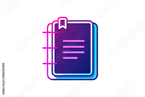 notebook with glowing pages writing school study icon