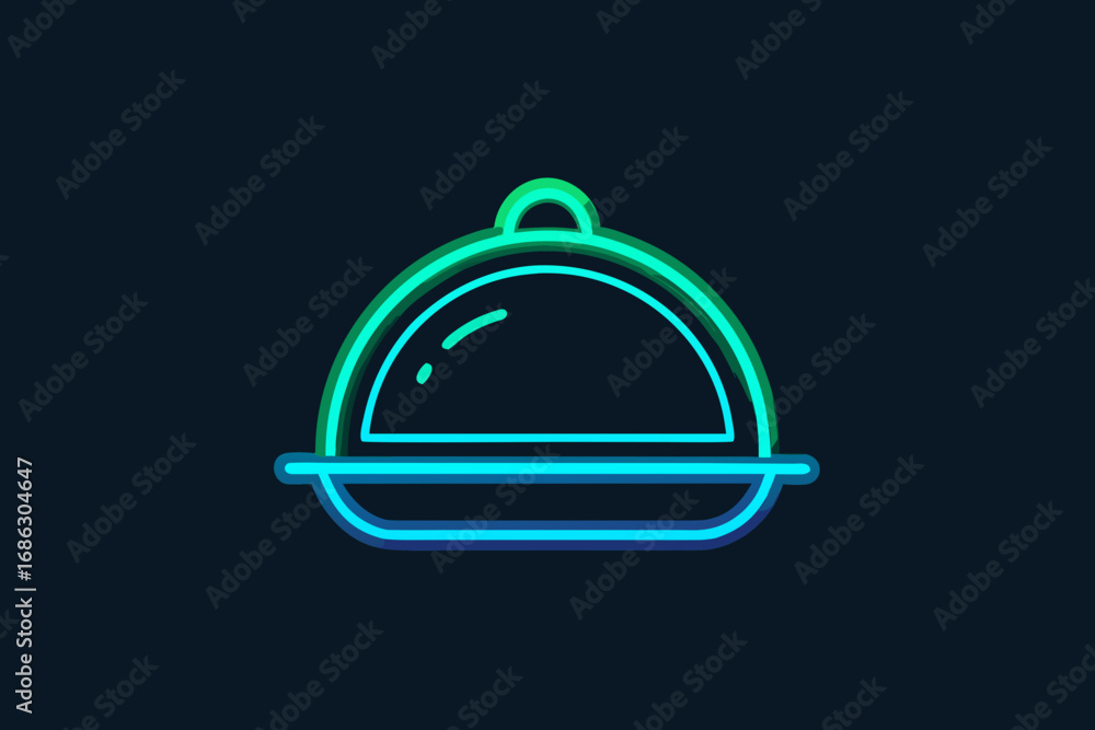 Obraz premium plate with glowing serving dish tableware restaurant icon