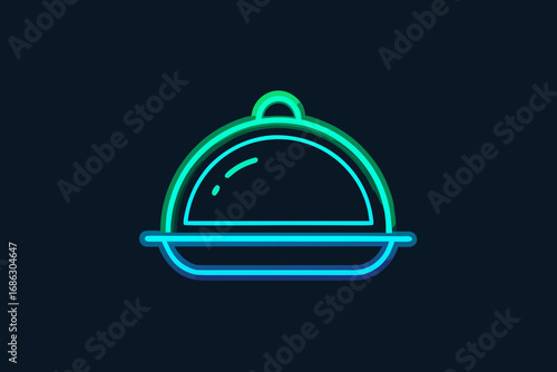 plate with glowing serving dish tableware restaurant icon