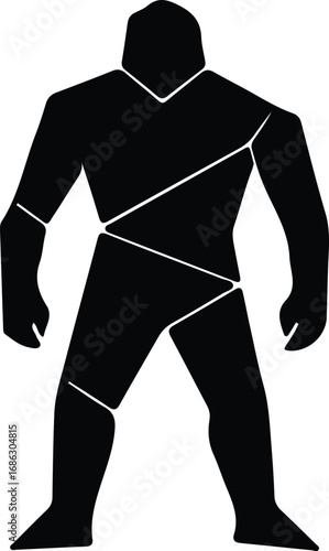 Illustrator Vector Geometric humanoid robot futuristic design concept silhouette