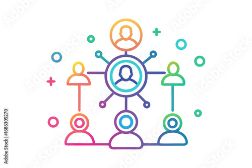 multiple users icon design glowing neon minimal line style