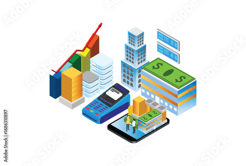 Wallpaper Mural Modern Isometric Online Banking Illustration, Web Banners, Suitable for Diagrams, Infographics, Book Illustration, Game Asset, And Other Graphic Related Assets Torontodigital.ca