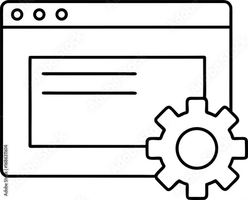Web application development and configuration with gear icon representing settings and interface optimization for seamless user experience and enhanced functionality