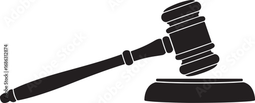 black silhouette of a hammer Wooden Gavel and Sound Block Auction and Judge Gavel Icon Law and Justice Gavel Silhouette