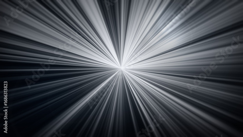Starburst effect or light trails moving to infinity in black and white. Abstract high resolution full frame futuristic technology background.