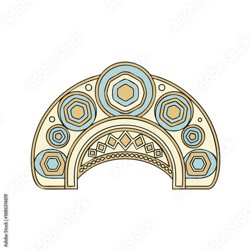 Modern Russian Kokoshnik Reimagined – Pastel Flat Vector Headpiece Illustration