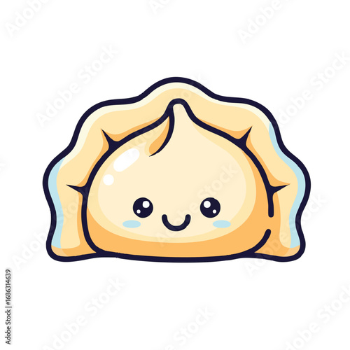 Cute Pelmeni Dumpling Character – Flat Vector Cartoon Illustration