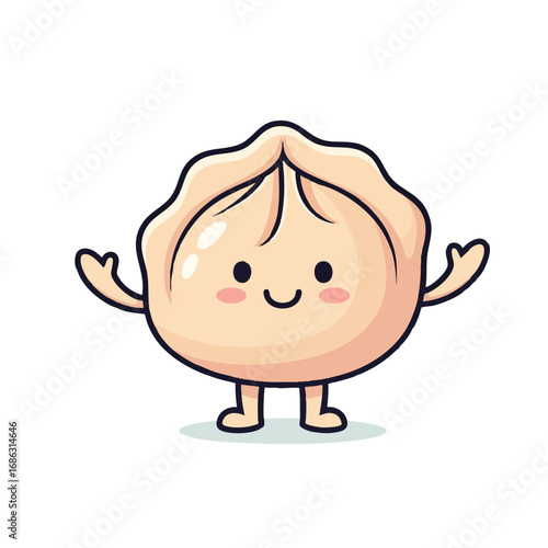 Adorable Pelmeni Mascot – Modern Flat Vector Food Character Design