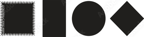 Shapes of square circle and diamond in black color tone