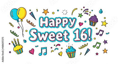 Colorful graphic celebrating a 