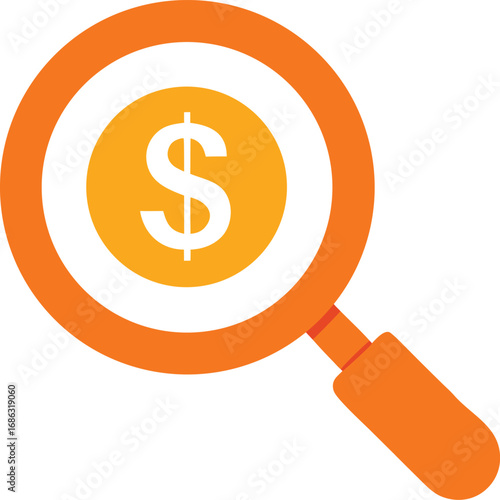 Magnifying glass over a dollar coin