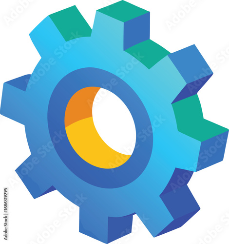 Blue and yellow gear icon