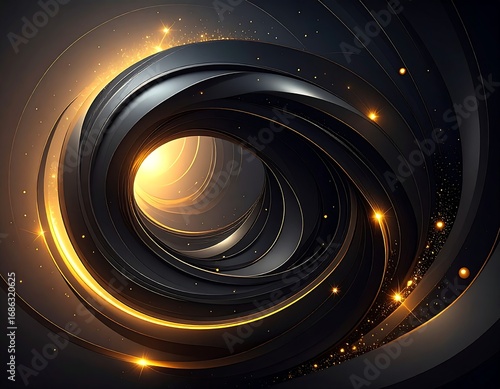 Golden swirl in dark abyss