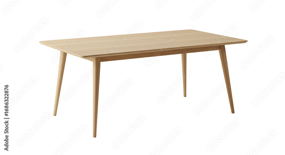 Fototapeta premium Light wood dining table with tapered legs isolated on transparent background