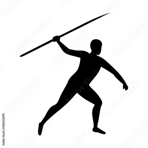 A man javelin thrower full black silhouette vector illustration design