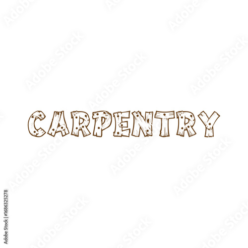 Carpentry Lettering Logo Design Template Stock Vector.