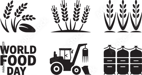 World Food Day Agriculture and Farming Elements Vector Illustration on Transparent BG