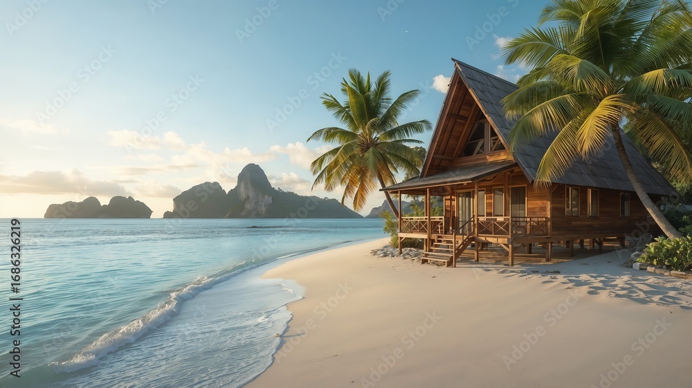 Obraz premium Raja Ampat Landscape, scenic tropical seascape with turquoise waters, lush karst islands, and pristine natural beauty of Papua’s iconic archipelago