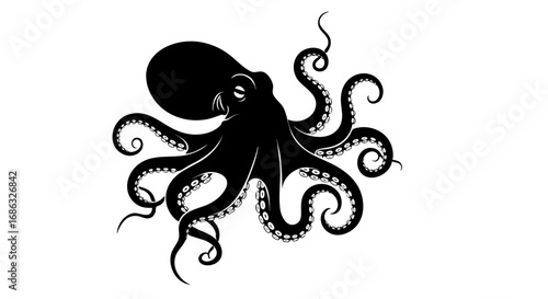 Octopus silhouette black vector design