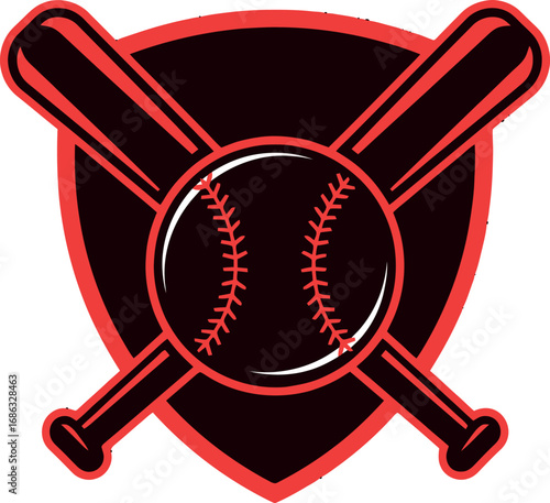 Shielded Baseball with Crossed Bats A Dynamic Sports Asset for Graphic Designs