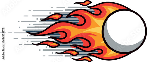Fiery Baseball Dynamic Illustration of a Burning Baseball and Fireball Effect, Speed Concept