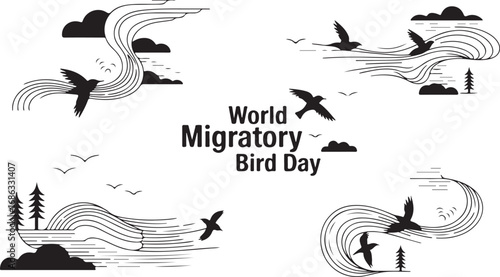 World Migratory Bird Day Vector Art: Nature, Wildlife, Conservation, and Awareness